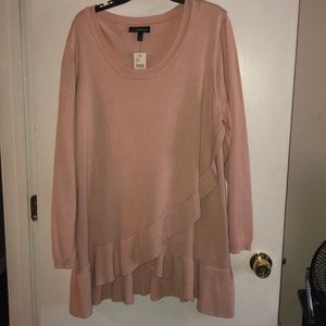 Lane Bryant Dusty Pink Ruffle Asymmetrical Sweater